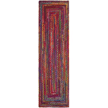 Safavieh 2 ft. 3 in. x 15 ft. Braided Hand Loomed Runner Area Rug Red & Multi Color BRD210A-215